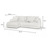 HOMIFAB Canapé d'angle Gauche 5 Places Convertible avec Coffre de Rangement en Tissu bouclettes écru - Giulia