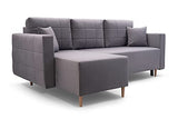 E- MEUBLES Canapé d'angle réversible en lit Convertible avec Coffre de Rangement 3/4 Places - en Tissu (Velours) - Salon & séjour - Design scandinave - Santos (Bleu Marine)