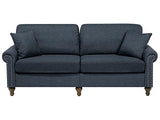Canapé Fixe 3 Places Tapissé en Tissu Gris Foncé avec Clous Décoratifs pour Salon au Style Moderne Beliani