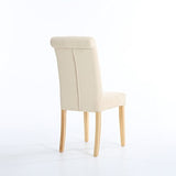 The Home Garden Store Lot de 6 Premium Tissu Lin Chaises de Salle à Manger défilement Haut Dossier Crème