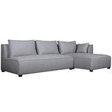 Miliboo Canapé d'angle Droit modulable avec chauffeuse Double en Tissu Gris Clair PLURIEL