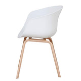 BenyLed Lot de 4 Chaises de Salle à Manger Scandinave Design Rétro Chaise D'appoint avec Pieds en Bois de Chêne et Assise en Polypropylène (Blanc)