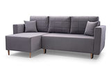 E- MEUBLES Canapé d'angle réversible en lit Convertible avec Coffre de Rangement 3/4 Places - en Tissu (Velours) - Salon & séjour - Design scandinave - Santos (Bleu Marine)