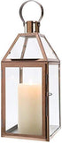 JHY DESIGN Lanternes décoratives en Or Rose 34 cm de Hauteur Lanternes à Bougie en Acier Inoxydable avec Verre trempé.pour intérieur extérieur, événements, fêtes et Mariages