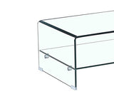 Meubletmoi Table Basse en Verre trempé - avec étagère vitrée rectangulaire - Design Salon Moderne - Ice