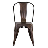 GrandCA Home Lot de 4 Chaises de Salle à Manger Empilables en Métal Chaises de Cuisine de Style Intérieur et Extérieur en Détresse, Marron