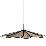 EIOFLVG Art Moderne Pétale Rotin Suspensions Suspendues À La Main Tissé Suspension Suspension Lampe Salon Chambre en Osier Suspension Lampe Réglable Suspension Fil Lustre