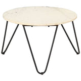 vidaXL Tavolino da Caffè Bianco 65x65x42 cm Pietra Vera Testura Marmo