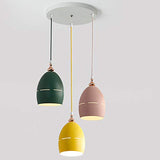 Xdmgg Lampe suspendue en métal Style nordique moderne Couleur Macaron Couleur tasse Lampes décoratives en métal Hauteur réglable 15 cm Pour salle à manger, bureau, café E27 x 3 (Châssis rond)