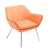 CLP Fauteuil Lounge Design Caracas Tissu I Chaise Confortable Assise et Dossier rembourrés Accoudoir I Fauteuil de Salon Piètement en Métal Orange