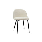 Miliboo Chaises en Tissu Effet Laine bouclée Blanc cassé et métal Noir (Lot de 2) Celeste
