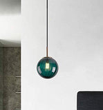 LFsem Plafonnier Simple Tête Coloré Ø15cm Globe En Verre Suspension E14 Loft Chambre Restaurant Suspension Lustre Simple Moderne (Vert Foncé)