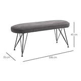 HOMCOM Banc Banquette Design Contemporain Pieds Eiffel en épingles métal Noir revêtement Lin Gris