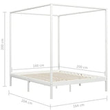 vidaXL Cadre de Lit à Baldaquin Lit Double Lit Adulte Lit Coffre Sommier à Lattes Chambre à Coucher Maison Blanc 160x200 cm Bois de Pin Massif