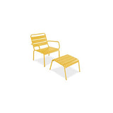 Fauteuil de Jardin Bas et Repose Pied en métal Vert Cactus
