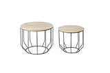 LIFA LIVING Tables Gigognes Bois & Metal Rondes, Table Basse Lot de 2, Petite Table Basse Gigogne Design Industriel, Tables d'Appoint pour Salon & Chambre
