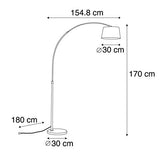 QAZQA arc-basic - Lampe arquée Moderne - 1 lumière - H 1700 mm - Gris - Moderne - Éclairage intérieur - Salon