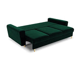 MICADONI - Canapé Convertible Moghan - 3 Places - Velours - Vert Bouteille