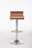 Tabouret de Bar WOOD, Réglable en Hauteur avec Repose-pied, Assise en Bois, Hauteur Assise 57-78 cm, Chaise Bar Pivotante sur 360°, Pièt, Couleur:noyer