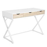 WOLTU TS40ws Bureau Table 110x50x75 cm avec 3 tiroirs,Bureau d'ordinateur Table de Travail en MDF et Acier,Blanc