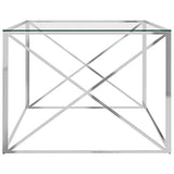 vidaXL Table Basse Table d'Appoint Table de Canapé Meuble de Salon Salle de Séjour Maison Intérieur Argenté 120x60x45 cm Acier Inoxydable et Verre