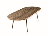 MACABANE Table Basse Ovale Teck recyclé et métal, 123 x 53 x 12
