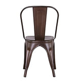 GrandCA Home Lot de 4 Chaises de Salle à Manger Empilables en Métal Chaises de Cuisine de Style Intérieur et Extérieur en Détresse, Marron