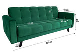 E- MEUBLES Canapé en lit Convertible avec Coffre de Rangement 3 Places Relax - en Tissu Velours - Salon & séjour - BONDA- Vert Bouteille
