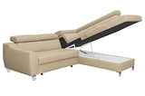 Canapé d'angle Convertible en Cuir Italien de Luxe 5 Places Astrid, Beige, Angle Droit