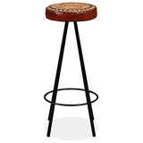 vidaXL 4X Tabouret de Bar Cuir Véritable et Toile Chaise Fauteuil de Bistrot