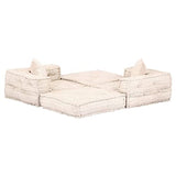 Leepesx Pouf Modulaire à 2 Places Canapé Convertible de Salle de Séjour Sofa de Salon Canapé-lit de Salle de Séjour Maison Intérieur Beige Tissu