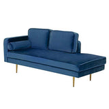 Beliani - Chaise Longue Côté Gauche - Miramas - Velours, Bleu Marine