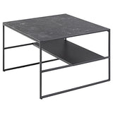 Marque Amazon - Movian Table basse avec étagère, plateau effet marbre, base en métal noir, 70 x 70 x 45 cm