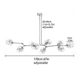 CCSUN Nordique Moderne Boule En Verre Bulle Lustres,9-lumières Spoutnik Ramification Lampe Suspension Réglable Globe Faire Pivoter Antique Verre Soufflé Abat-jour En Verre E27-d'or 9-lumières