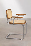 SKLUM Chaise de Salle à Manger avec Accoudoirs Tento Marron Bois Marron Gris Chromé