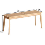SHAOO Banc de Table a Manger,Banc en Rotin,Banc D'intérieur Moderne,Banc sans Dossier,Banc de Balcon Extérieur,Cadre en Bois Massif,Style Simple,adapté au Salon/Balcon/Salle a Manger/Porche.