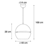 QAZQA Rétro Suspension/Lustre/Luminaire/Lumiere/Éclairage rétro or 40 cm - Slice Aluminium Doré Rond/Globe E27 Max. 1 x 60 Watt/intérieur/Salon/Cuisine