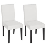 Mendler Lot de 2 chaises de séjour Littau, Simili-Cuir, Blanc Mat, Pieds foncés