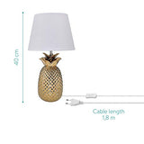 Navaris Lampe LED Forme Ananas - Lampe de Chevet et Veilleuse Design 40 cm en Forme d'Ananas - Lampe de Table Décorative Salon Chambre - Or/Blanc