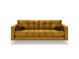 Cosmopolitan Design Canapé Velours, Bali, 3 Places, Jaune, 177x92x78