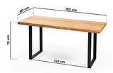 Gozos Berne Table à Manger Moderne avec Plateau en Bois Massif Brut d'Epicéa, Table Fait Main de Cuisine et de Salon avec U-Pieds en Métal Laqué, 6-8 Personnes, 50 mm d'épaisseur, 160 x 80 cm