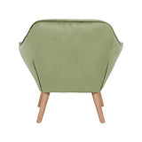 Zons Oslo Fauteuil Une Place en Velours/Suedine/Tissus Vert, Style scandinave Pieds en Bois