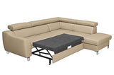 Canapé d'angle Convertible en Cuir Italien de Luxe 5 Places Astrid, Beige, Angle Droit