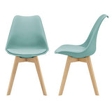 [en.casa] Lot de 2 Chaises de Salle à Manger Scandinave Siège Cuisine Plastique Similicuir Hêtre Menthe 81 x 49 x 57cm