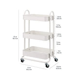 Amazon Basics Chariot de rangement à 3 niveaux pour la cuisine ou la buanderie avec roulettes - Blanc