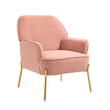 SEPNINE Fauteuil de Salon Moderne en Velours - pour Salon et Chambre à Coucher - Jusqu'à 135 kg (Rose)