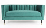 Menzzo Djulian Canapé en Velours, Bois, Vert, L145 x P75 x H72 cm