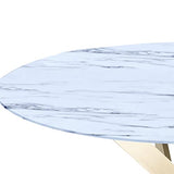 Deco In Paris Table à Manger Ronde Design Verre marbré et Pieds dorés 4 Personnes Melissa, Blanc, 120x120x75x120