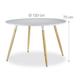 Relaxdays Table à manger ronde ARVID style scandinave 6 - 8 personnes HxD: 75 x 120 cm en bois, blanc