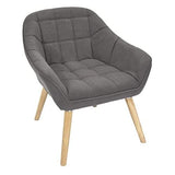 HOME DECO FACTORY HD7152 Assise Siege Fauteuil Salon Salle à Manger Pieds Contrastant, Gris Fonce-Bois, 74x75x70cm